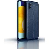 Adige Samsung Galaxy A03 Kılıf Niss Deri Görünümlü Silikon - Lacivert