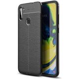 Adige Samsung Galaxy A11 Kılıf Niss Deri Görünümlü Silikon - Siyah