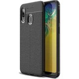 Adige Samsung Galaxy A20 Kılıf Niss Deri Görünümlü Silikon - Siyah