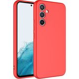 Adige Samsung Galaxy A54 Kılıf Lansman Içi Kadife Silikon - Kırmızı