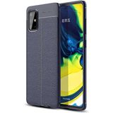 Adige Samsung Galaxy A71 Kılıf Niss Deri Görünümlü Silikon - Lacivert
