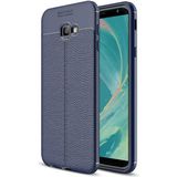 Adige Samsung Galaxy J4 Plus Kılıf Niss Deri Görünümlü Silikon - Lacivert