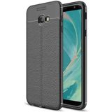 Adige Samsung Galaxy J4 Plus Kılıf Niss Deri Görünümlü Silikon - Siyah