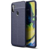 Adige Samsung Galaxy M11 Kılıf Niss Deri Görünümlü Silikon - Lacivert