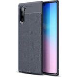 Adige Samsung Galaxy Note 10 Kılıf Niss Deri Görünümlü Silikon - Lacivert