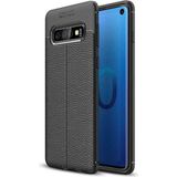 Adige Samsung Galaxy S10 Kılıf Niss Deri Görünümlü Silikon - Siyah