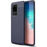 Adige Samsung Galaxy S20 Ultra Kılıf Niss Deri Görünümlü Silikon - Lacivert