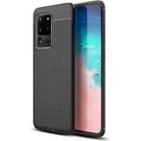 Adige Samsung Galaxy S20 Ultra Kılıf Niss Deri Görünümlü Silikon - Siyah