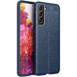 Adige Samsung Galaxy S21 Fe Kılıf Niss Deri Görünümlü Silikon - Lacivert