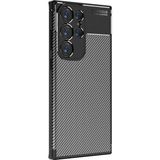 Adige Samsung Galaxy S23 Ultra Kılıf Negro Karbon Desen Silikon + Ekran Koruyucu - Siyah