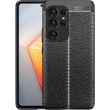 Adige Samsung Galaxy S23 Ultra Kılıf Niss Deri Görünümlü Silikon - Siyah