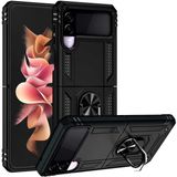 Adige Samsung Galaxy Z Flip 3 Siyah Vega Yüzüklü Standlı Darbe Korumalı Kılıf