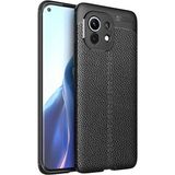 Adige Xiaomi Mi 11 Kılıf Niss Deri Görünümlü Silikon - Siyah