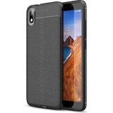 Adige Xiaomi Redmi 7A Kılıf Niss Deri Görünümlü Silikon - Siyah