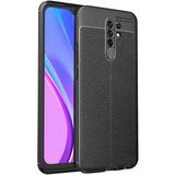 Adige Xiaomi Redmi 9 Kılıf Niss Deri Görünümlü Silikon - Siyah