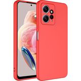 Adige Xiaomi Redmi Note 12 4g Kılıf Lansman Içi Kadife Silikon - Kırmızı