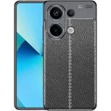 Adige Xiaomi Redmi Note 13 Pro 4g Kılıf Niss Deri Görünümlü Silikon - Siyah