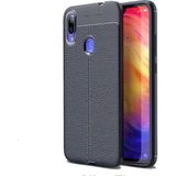 Adige Xiaomi Redmi Note 7 Kılıf Niss Deri Görünümlü Silikon - Lacivert