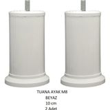 Adilon 10 Cm Beyaz Baza, Yatak, Koltuk, Kanepe Ayağı Civatalı M8 (İNCE DİŞ) (2 ADET)