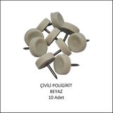 Adilon Çivili Baza, Masa, Sandalye, Mobilya Pabucu, Beyaz Poligirit Pabuç, Çap 15 mm (10 Adet)