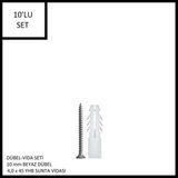 Adilon Dübel-Vida Seti, Beyaz Dübel 10 Mm, 4,0X45 Yhb Sunta Vidası, 10 Adet