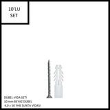 Adilon Dübel-Vida Seti, Beyaz Dübel 10 Mm, 4,0X50 Yhb Sunta Vidası, 10 Adet
