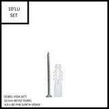 Adilon Dübel-Vida Seti, Beyaz Dübel 10 Mm, 4,0X60 Yhb Sunta Vidası, 10 Adet