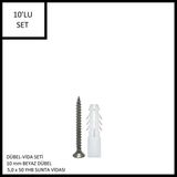 Adilon Dübel-Vida Seti, Beyaz Dübel 10 Mm, 5,0X50 Yhb Sunta Vidası, 10 Adet