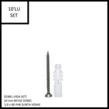 Adilon Dübel-Vida Seti, Beyaz Dübel 10 Mm, 5,0X60 Yhb Sunta Vidası, 10 Adet