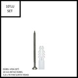 Adilon Dübel-Vida Seti, Beyaz Dübel 10 Mm, 5,0X70 Yhb Sunta Vidası, 10 Adet