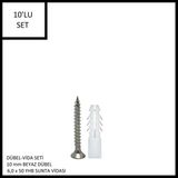 Adilon Dübel-Vida Seti, Beyaz Dübel 10 Mm, 6,0X50 Yhb Sunta Vidası, 10 Adet