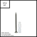 Adilon Dübel-Vida Seti, Beyaz Dübel 10 Mm, 6,0X80 Yhb Sunta Vidası, 10 Adet