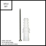 Adilon Dübel-Vida Seti, Beyaz Dübel 14 Mm, 5,0X100 Yhb Sunta Vidası, 10 Adet