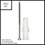 Adilon Dübel-Vida Seti, Beyaz Dübel 14 Mm, 6,0X120 Yhb Sunta Vidası, 10 Adet