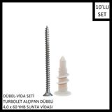 Adilon Dübel-Vida Seti, Turbolet Alçıpan Dübeli, 4,0X60 Yhb Sunta Vidası, 10 Adet