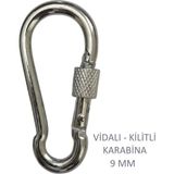 Adilon Galvanizli Vidalı (Kilitli) Karabina, 9 Mm, Askı, Çengel, Kanca, Anahtarlık - 9,00000000000001 mm