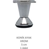 Adilon Konik Ayak, Krom, 5 Cm, 1 Adet (Dolap, Mobilya, Puf Ayağı) (Vidaları Hediye)