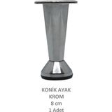 Adilon Konik Ayak, Krom, 8 Cm, 1 Adet (Dolap, Mobilya, Puf Ayağı) (Vidaları Hediye)