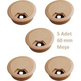 Adilon Masa Üstü Kablo Kanalı Deliği Kapağı Meşe Masa Kapağı 6 cm (5 Adet) - Açık Meşe