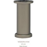Adilon Modern, Düz Ayak 12 cm Krom, Tv Ünitesi, Koltuk Altı , Dolap Ayağı, Vidaları Hediye - Mat Krom