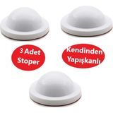 Adilon Silikon Kapı Stoperi Beyaz 3 Adet Tamponu Kendinden Yapışkanlı Beyaz Kapı Kolu Stopu