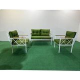 Adım Shops 2+1+1 Beyaz Profil Balkon-Bahçe-Kafe- Çay Seti-Koltuk Takımı-Oturma Grubu-Ofis Koltuğu - Yeşil
