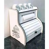 Adım Shops Beyaz MDF Ekmeklik Havluluk Baharat Rafı 36x35cm Klasik Tasarım Çok Amaçlı Kullanım