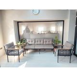Adım Shops Inci Balkon-Bahçe-Kafe Çay Seti Koltuk Oturma Takımı Modern Tasarımlı Dayanıklı Metal Malzeme - Cappuccino