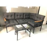 Adım Shops Miami Köşe Koltuk Takımı , 2+2 Balkon-Bahçe-Çay Seti-Mutfak Köşesi Mermer Desen 70 x 50 cm Sehpa - Antrasit