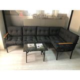 Adım Shops Miami Köşe Koltuk Takımı , 3+2 Balkon-Bahçe-Çay Seti-Mutfak Köşesi Mermer Desen 70 x 50 cm Sehpa - Antrasit