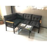 Adım Shops Miami Melisa 2+2 Köşe Yön Değiştirilebilir Koltuk Takımı Balkon-Bahçe-Kafe Mermerdesen 70 x 50 cm Sehpa - Antrasit