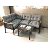 Adım Shops Miami Melisa 2+2 Köşe Yön Değiştirilebilir Koltuk Takımı Balkon-Bahçe-Kafe Mermerdesen 70 x 50 cm Sehpa - Gri