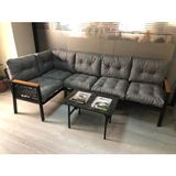 Adım Shops Miami Melisa 3+2 Köşe Yön Değiştirilebilir Koltuk Takımı Balkon-Bahçe-Kafe Mermerdesen 70 x 50 cm Sehpa - Gri