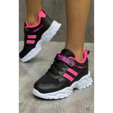 Adımist Çocuk Ortopedik Cırtlı Hafif Unisex Sneaker Spor Ayakkabı (MAF CIRTLI) - Siyah-Fuşya